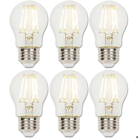 Westinghouse Bulb LED Dimmable 4.5W 120V A15 Filament 3000K Clear E26 Meduim Base, 6PK 5280020